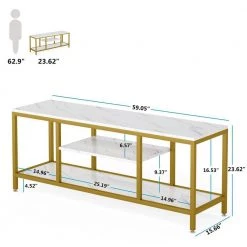Hall 59 in. White Marble TV Stand Fits TV's up to 60 in. with 3 Open Storage Shelves by TRIBESIGNS WAY TO ORIGIN 12 Hall 59 in. White Marble TV Stand Fits TV's up to 60 in. with 3 Open Storage Shelves by TRIBESIGNS WAY TO ORIGIN -Deals Glitzhome Store white marble tribesigns way to origin tv stands hd c0231 77 1000
