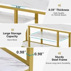 Hall 59 in. White Marble TV Stand Fits TV's up to 60 in. with 3 Open Storage Shelves by TRIBESIGNS WAY TO ORIGIN 11 Hall 59 in. White Marble TV Stand Fits TV's up to 60 in. with 3 Open Storage Shelves by TRIBESIGNS WAY TO ORIGIN -Deals Glitzhome Store white marble tribesigns way to origin tv stands hd c0231 a0 1000