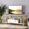 Salome 55 in. White Marble TV Stand with 1 Drawer Fits TV's up to 60 in. with 4 Open Storage Shelves by TRIBESIGNS WAY TO ORIGIN -Deals Glitzhome Store white marble tribesigns way to origin tv stands hd f1233 64 1000