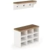 White & Walnut Shoe Storage Cabinet with Cube Storage and Wall Mount Coat Rack by TRIBESIGNS WAY TO ORIGIN -Deals Glitzhome Store white tribesigns way to origin accent cabinets hd sf00234b 64 1000