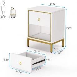 White &Gold Nightstand with 2 Drawers Storage by TRIBESIGNS WAY TO ORIGIN 11 White &Gold Nightstand with 2 Drawers Storage by TRIBESIGNS WAY TO ORIGIN -Deals Glitzhome Store white tribesigns way to origin accent cabinets hd xk00068 4f 1000