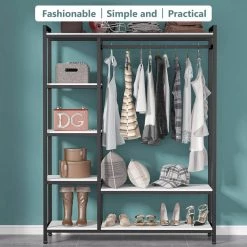 Billie White & Black Armoire w/ 6-Storage Shelves & Beach Industrial Entryway Hall Trees 70.9 in. x 47.3 in. x 15.7 in. by TRIBESIGNS WAY TO ORIGIN -Deals Glitzhome Store white tribesigns way to origin armoires wardrobes hd f1029 wzz 4f 1000