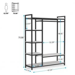 Billie White & Black Armoire w/ 6-Storage Shelves & Beach Industrial Entryway Hall Trees 70.9 in. x 47.3 in. x 15.7 in. by TRIBESIGNS WAY TO ORIGIN -Deals Glitzhome Store white tribesigns way to origin armoires wardrobes hd f1029 wzz 76 1000