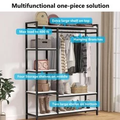 Billie White & Black Armoire w/ 6-Storage Shelves & Beach Industrial Entryway Hall Trees 70.9 in. x 47.3 in. x 15.7 in. by TRIBESIGNS WAY TO ORIGIN -Deals Glitzhome Store white tribesigns way to origin armoires wardrobes hd f1029 wzz fa 1000