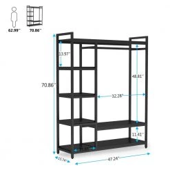 Billie Black Armoire with 6-Storage Shelves and Beach Industrial Entryway Hall Trees 70.9 in. x 47.3 in. x 15.7 in. by TRIBESIGNS WAY TO ORIGIN -Deals Glitzhome Store white tribesigns way to origin armoires wardrobes hd f1057 wzz 76 1000