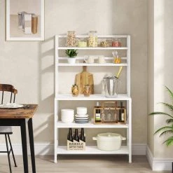 Bachel Modern White Kitchen Baker's Rack with Open Shelves 5-Tier Shelf by TRIBESIGNS WAY TO ORIGIN -Deals Glitzhome Store white tribesigns way to origin baker s racks hd c0456 wzz 1f 1000