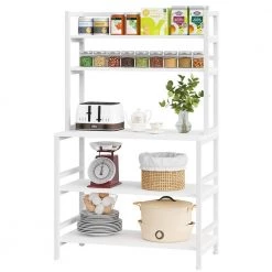 Bachel Modern White Kitchen Baker's Rack with Open Shelves 5-Tier Shelf by TRIBESIGNS WAY TO ORIGIN -Deals Glitzhome Store white tribesigns way to origin baker s racks hd c0456 wzz 77 1000