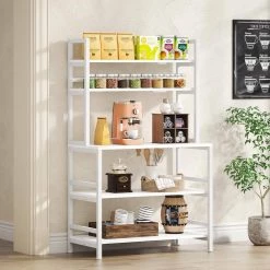 Bachel Modern White Kitchen Baker's Rack with Open Shelves 5-Tier Shelf by TRIBESIGNS WAY TO ORIGIN -Deals Glitzhome Store white tribesigns way to origin baker s racks hd c0456 wzz d4 1000