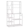 Bachel Modern White Kitchen Baker's Rack with Open Shelves and Hanging Hooks by TRIBESIGNS WAY TO ORIGIN -Deals Glitzhome Store white tribesigns way to origin baker s racks hd sf0104b 64 1000
