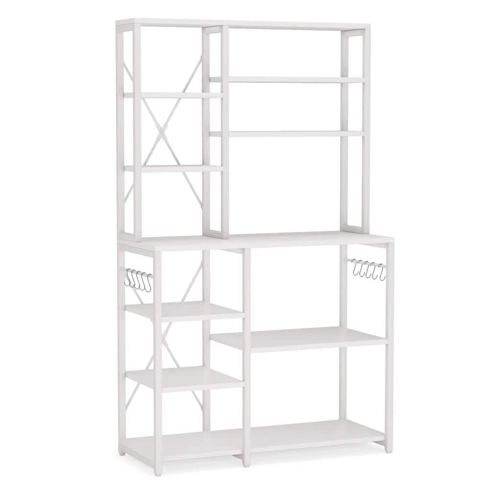 Bachel Modern White Kitchen Baker's Rack with Open Shelves and Hanging Hooks by TRIBESIGNS WAY TO ORIGIN 3 Bachel Modern White Kitchen Baker's Rack with Open Shelves and Hanging Hooks by TRIBESIGNS WAY TO ORIGIN