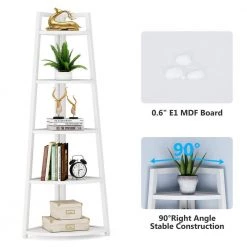 Jannelly 70 in. White Wood 5tier 5 Shelf Corner Ladder Bookcase with Open Back by TRIBESIGNS WAY TO ORIGIN 19 Jannelly 70 in. White Wood 5tier 5 Shelf Corner Ladder Bookcase with Open Back by TRIBESIGNS WAY TO ORIGIN -Deals Glitzhome Store white tribesigns way to origin bookcases bookshelves hd c0254 wzz 31 1000