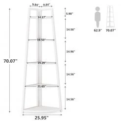 Jannelly 70 in. White Wood 5tier 5 Shelf Corner Ladder Bookcase with Open Back by TRIBESIGNS WAY TO ORIGIN 18 Jannelly 70 in. White Wood 5tier 5 Shelf Corner Ladder Bookcase with Open Back by TRIBESIGNS WAY TO ORIGIN -Deals Glitzhome Store white tribesigns way to origin bookcases bookshelves hd c0254 wzz fa 1000