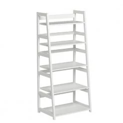 Gallun 56.5 in. White Wood 5-Shelf Ladder Bookcase with Large Weight Capacity by TRIBESIGNS WAY TO ORIGIN