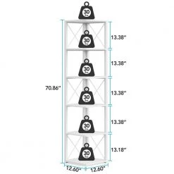 Jannelly 70.8 in. White Wood and Black Metal Frame 6 tier Radial Corner Shelves Bookcase Storage Rack Plant Stand by TRIBESIGNS WAY TO ORIGIN -Deals Glitzhome Store white tribesigns way to origin bookcases bookshelves hd f1446 wzz fa 1000