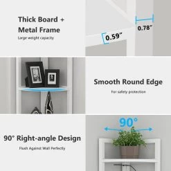 Charlie 59 in. White Wood and Metal Frame 5-Shelf Radial Corner Shelf Bookshelf Storage Rack Plant Stand 5-Tiers by TRIBESIGNS WAY TO ORIGIN -Deals Glitzhome Store white tribesigns way to origin bookcases bookshelves hd sfc0139 1f 1000