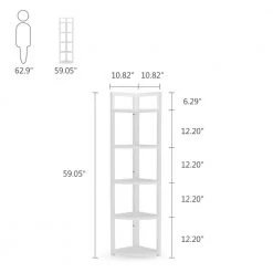 Charlie 59 in. White Wood and Metal Frame 5-Shelf Radial Corner Shelf Bookshelf Storage Rack Plant Stand 5-Tiers by TRIBESIGNS WAY TO ORIGIN -Deals Glitzhome Store white tribesigns way to origin bookcases bookshelves hd sfc0139 44 1000