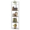 Charlie 59 in. White Wood and Metal Frame 5-Shelf Radial Corner Shelf Bookshelf Storage Rack Plant Stand 5-Tiers by TRIBESIGNS WAY TO ORIGIN -Deals Glitzhome Store white tribesigns way to origin bookcases bookshelves hd sfc0139 64 1000