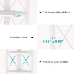 Halsey 63 in. White Wood and Metal Frame 5-Shelf Radial Corner Shelf Bookcase Storage Rack Plant Stand 5-Tiers by TRIBESIGNS WAY TO ORIGIN -Deals Glitzhome Store white tribesigns way to origin bookcases bookshelves hd sfc0253 1f 1000