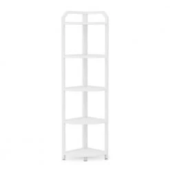 Perry 60 in. White Wood and Metal Frame 5-shelf Radial Corner Shelf Bookcase Storage Rack Plant Stand 5-Tiers by TRIBESIGNS WAY TO ORIGIN