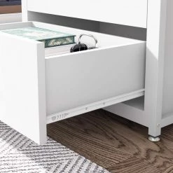 Kaduna 23.6 in. Wide White 4-Shelf Etagere Bookcase with 2-Drawers by TRIBESIGNS WAY TO ORIGIN -Deals Glitzhome Store white tribesigns way to origin bookcases bookshelves hd yaf2147 4f 1000