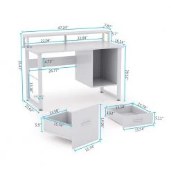 Kelly 47 in. Rectangular White Metal White Particle Board Wood 2 Drawer Computer Desk with Monitor Stand by TRIBESIGNS WAY TO ORIGIN 9 Kelly 47 in. Rectangular White Metal White Particle Board Wood 2 Drawer Computer Desk with Monitor Stand by TRIBESIGNS WAY TO ORIGIN -Deals Glitzhome Store white tribesigns way to origin computer desks hd c0263 77 1000