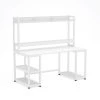 Wanz 55 in. Rectangular White Metal White Particle Board Wood Computer Desk with Hutch Storage Shelves Monitor Stand by TRIBESIGNS WAY TO ORIGIN -Deals Glitzhome Store white tribesigns way to origin computer desks hd c0438 64 1000
