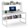 Sally 55 in. Rectangular White Metal and Particle Wood Board Top Computer Desk with Monitor Stand and Hutch Bookshelf by TRIBESIGNS WAY TO ORIGIN -Deals Glitzhome Store white tribesigns way to origin computer desks hd c0439 64 1000