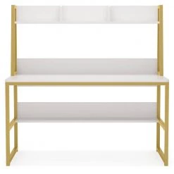 Halseey 47 in. W White Gold Computer Desk with Hutch Writing Studying Reading Storage Bookshelf by TRIBESIGNS WAY TO ORIGIN 22 Halseey 47 in. W White Gold Computer Desk with Hutch Writing Studying Reading Storage Bookshelf by TRIBESIGNS WAY TO ORIGIN -Deals Glitzhome Store white tribesigns way to origin computer desks hd c0587 wzz 66 1000