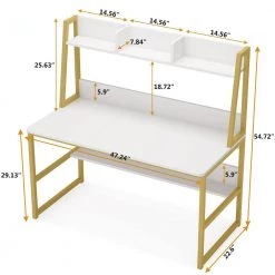 Halseey 47 in. W White Gold Computer Desk with Hutch Writing Studying Reading Storage Bookshelf by TRIBESIGNS WAY TO ORIGIN 28 Halseey 47 in. W White Gold Computer Desk with Hutch Writing Studying Reading Storage Bookshelf by TRIBESIGNS WAY TO ORIGIN -Deals Glitzhome Store white tribesigns way to origin computer desks hd c0587 wzz fa 1000