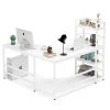 Kris 59 in. L-Shape White Metal White Particle Board Wood Top Corner Computer Desk with 4 Tier Storage Shelf by TRIBESIGNS WAY TO ORIGIN -Deals Glitzhome Store white tribesigns way to origin computer desks hd jw0071 64 1000