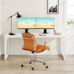 Halseey 70.8 in. W White Computer Desk Particle Board Wood Home Office Workstation Boardroom Desk by TRIBESIGNS WAY TO ORIGIN -Deals Glitzhome Store white tribesigns way to origin computer desks hd u0133 wzz 4f 1000