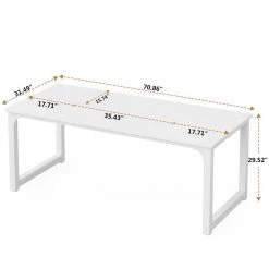 Halseey 70.8 in. W White Computer Desk Particle Board Wood Home Office Workstation Boardroom Desk by TRIBESIGNS WAY TO ORIGIN -Deals Glitzhome Store white tribesigns way to origin computer desks hd u0133 wzz 66 1000