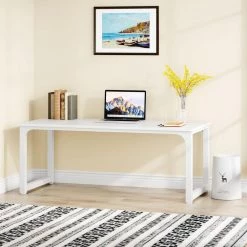 Halseey 70.8 in. W White Computer Desk Particle Board Wood Home Office Workstation Boardroom Desk by TRIBESIGNS WAY TO ORIGIN -Deals Glitzhome Store white tribesigns way to origin computer desks hd u0133 wzz c3 1000