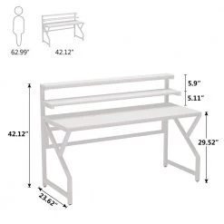 Gloria 55 in. Rectangular White Metal and Particle Wood Board Top Computer Desk with Monitor Stand and Hutch by TRIBESIGNS WAY TO ORIGIN -Deals Glitzhome Store white tribesigns way to origin computer desks hd w0006 77 1000