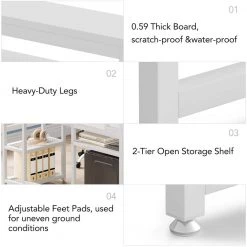 Malone 59 in. L-Shape White Metal White Particle Board Wood Top Computer Desk with Monitor Stand and Reversible Shelves by TRIBESIGNS WAY TO ORIGIN -Deals Glitzhome Store white tribesigns way to origin computer desks hd z0512cy 4f 1000