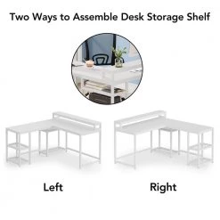 Malone 59 in. L-Shape White Metal White Particle Board Wood Top Computer Desk with Monitor Stand and Reversible Shelves by TRIBESIGNS WAY TO ORIGIN -Deals Glitzhome Store white tribesigns way to origin computer desks hd z0512cy 77 1000