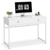 Ellie 47 in. Rectangular White Metal White Particle Board Wood 2 Drawer Laptop Desk Makeup Vanity Console Table by TRIBESIGNS WAY TO ORIGIN
