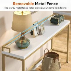 Benjamin 70.9'' Console Table Wood Vintage Gold White Sofa Table, Morden Industrial Narrow Skinny Hallway Metal by TRIBESIGNS WAY TO ORIGIN -Deals Glitzhome Store white tribesigns way to origin console tables hd c0617 wzz 44 1000