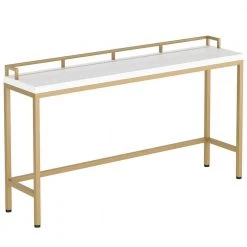 Benjamin 70.9'' Console Table Wood Vintage Gold White Sofa Table, Morden Industrial Narrow Skinny Hallway Metal by TRIBESIGNS WAY TO ORIGIN -Deals Glitzhome Store white tribesigns way to origin console tables hd c0617 wzz 66 1000