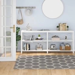 Bulgari 70.9 in. White Console Table Sofa Table with 3 Open Storage Shelves by TRIBESIGNS WAY TO ORIGIN -Deals Glitzhome Store white tribesigns way to origin console tables hd zycj179 4f 1000