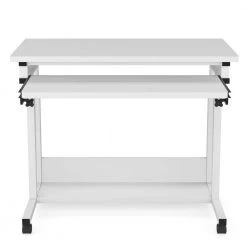 Andrea 31.5 in. White Mobile Drawing Wood Desk Height Adjustable Laptop End Storage Shelf Computer Cart Keyboard Tray by TRIBESIGNS WAY TO ORIGIN -Deals Glitzhome Store white tribesigns way to origin end side tables hd c0620 wzz 66 1000
