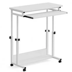 Andrea 31.5 in. White Mobile Drawing Wood Desk Height Adjustable Laptop End Storage Shelf Computer Cart Keyboard Tray by TRIBESIGNS WAY TO ORIGIN -Deals Glitzhome Store white tribesigns way to origin end side tables hd c0620 wzz d4 1000