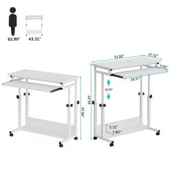 Andrea 31.5 in. White Mobile Drawing Wood Desk Height Adjustable Laptop End Storage Shelf Computer Cart Keyboard Tray by TRIBESIGNS WAY TO ORIGIN -Deals Glitzhome Store white tribesigns way to origin end side tables hd c0620 wzz fa 1000