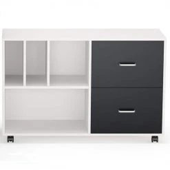 Adisen White Engineered Wood Rolling Wheels File Cabinet with 4-Cubes and 2-Drawers by TRIBESIGNS WAY TO ORIGIN