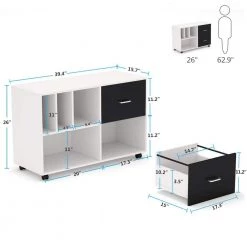 Adisen White Engineered Wood Rolling Wheels File Cabinet with 4-Cubes and 2-Drawers by TRIBESIGNS WAY TO ORIGIN -Deals Glitzhome Store white tribesigns way to origin file cabinets hd c0295 77 1000