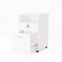 Dean White Rolling Wheels Engineered Wood File Cabinet with 2 Shelves and 2 Drawers by TRIBESIGNS WAY TO ORIGIN