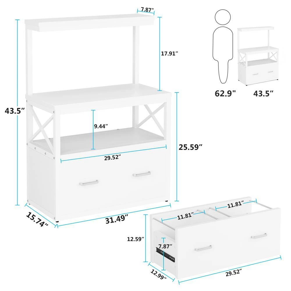 Earl White Particle Board Lateral File Cabinet Printer Stand with 3 Open Shelves and 1 Drawer by TRIBESIGNS WAY TO ORIGIN 6 Earl White Particle Board Lateral File Cabinet Printer Stand with 3 Open Shelves and 1 Drawer by TRIBESIGNS WAY TO ORIGIN - Image 4
