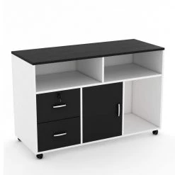 Cindy White and Black File Cabinet with lockable drawers and Rolling Wheels by TRIBESIGNS WAY TO ORIGIN