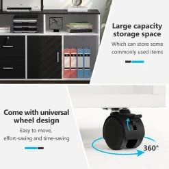 Cindy White and Black File Cabinet with lockable drawers and Rolling Wheels by TRIBESIGNS WAY TO ORIGIN -Deals Glitzhome Store white tribesigns way to origin file cabinets hd zy0050 c3 1000