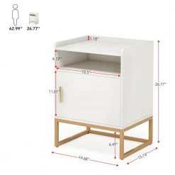 1-Drawer White and Gold Nightstand with Storage Shelf, 26.77" Tall Side Table Bedside Cabinets for Bedroom by TRIBESIGNS WAY TO ORIGIN 10 1-Drawer White and Gold Nightstand with Storage Shelf, 26.77" Tall Side Table Bedside Cabinets for Bedroom by TRIBESIGNS WAY TO ORIGIN -Deals Glitzhome Store white tribesigns way to origin nightstands acrt o001 40 1000